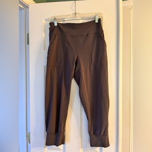 Lululemon cropped jogger, grayish purple in color.